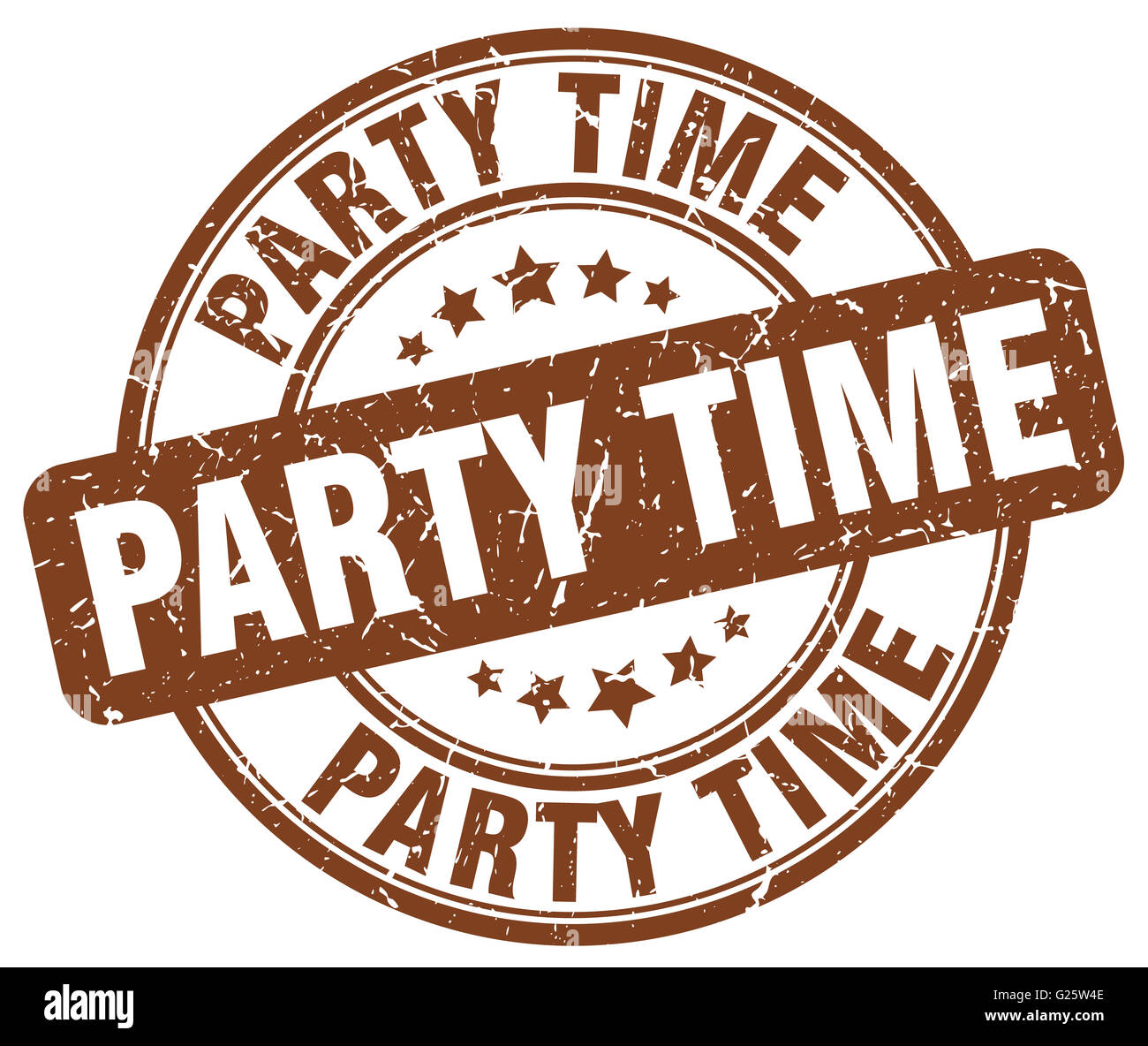 party time brown grunge round vintage rubber stamp Stock Photo - Alamy