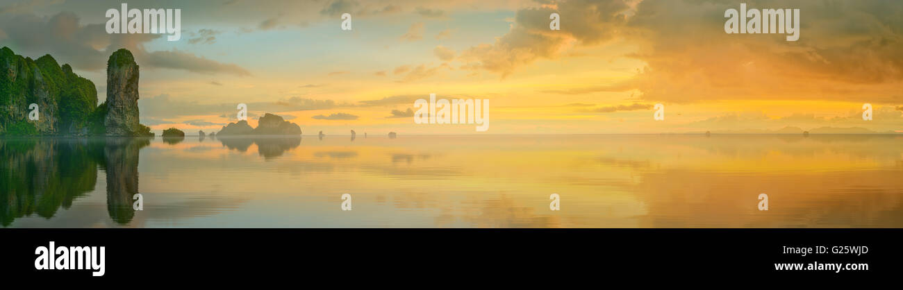 Beautiful image of sunset with colorful sky and Longtail boat on the ...