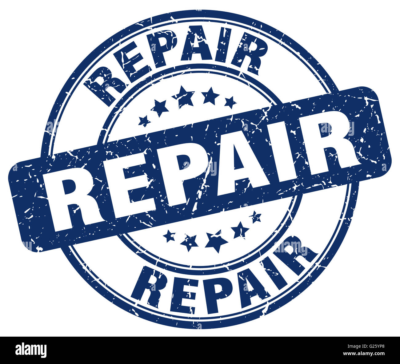repair blue grunge round vintage rubber stamp Stock Photo - Alamy