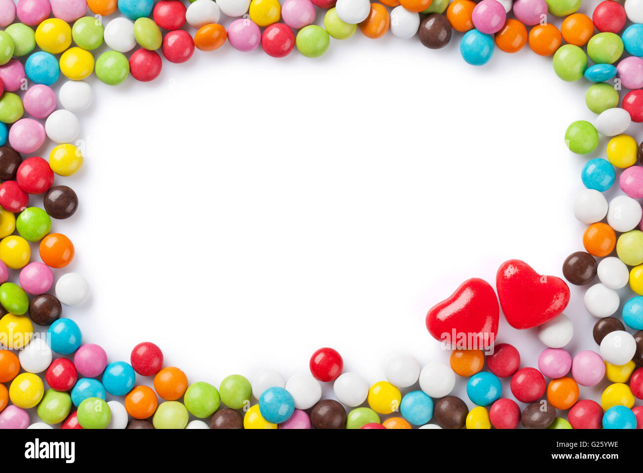 Colorful candies frame. Isolated on white background Stock Photo - Alamy