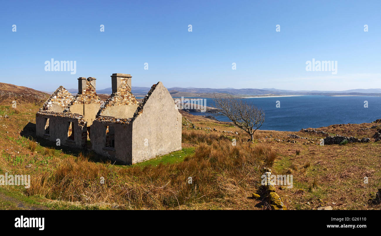 Ruined and abandoned Cottages near Maghery and Dunglow County Donegal Ireland Stock Photo