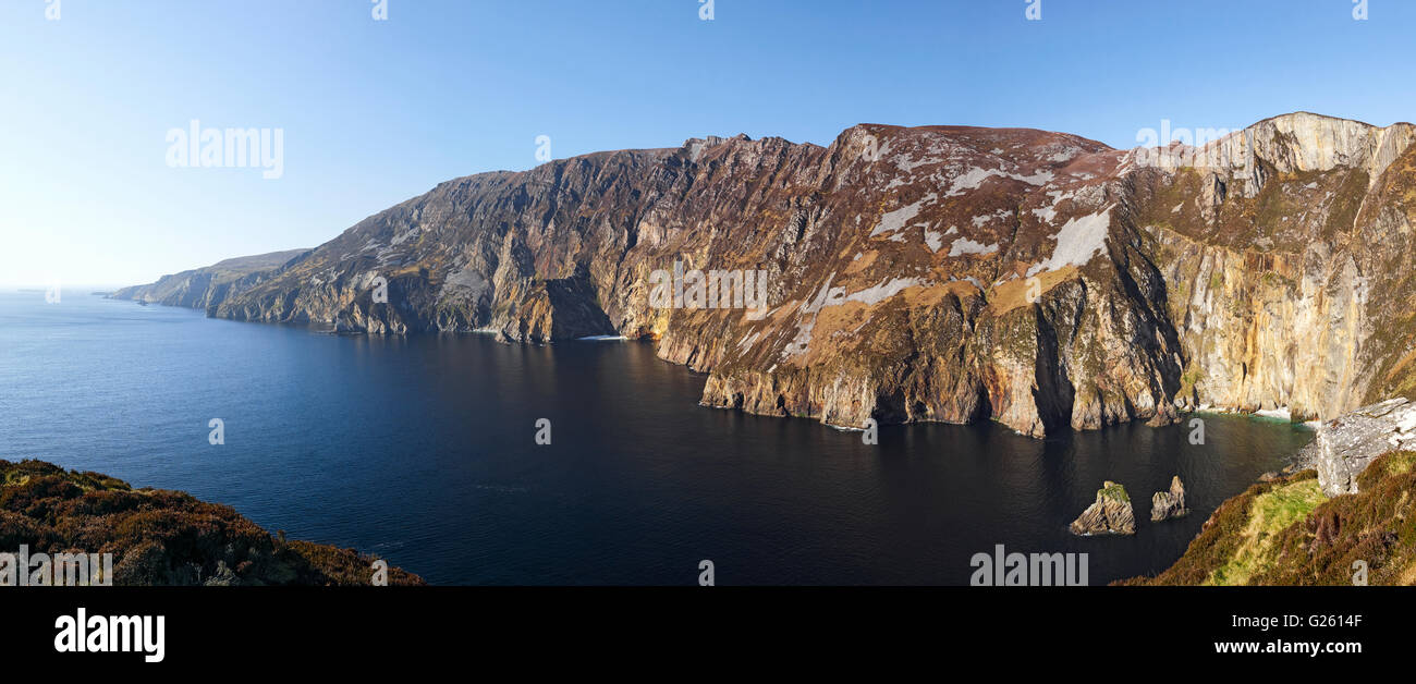 Slieve League or Sliabh Liag sea cliffs in County Donegal Ireland the tallest sea cliffs in Europe on the Wild Atlantic Way Stock Photo