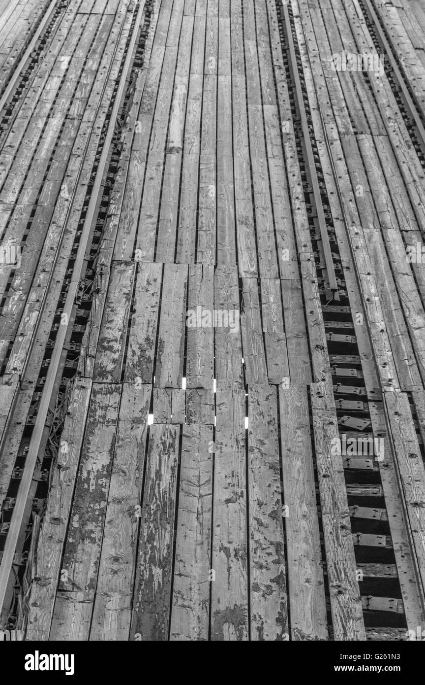 Shot of a railroad on a bridge Stock Photo