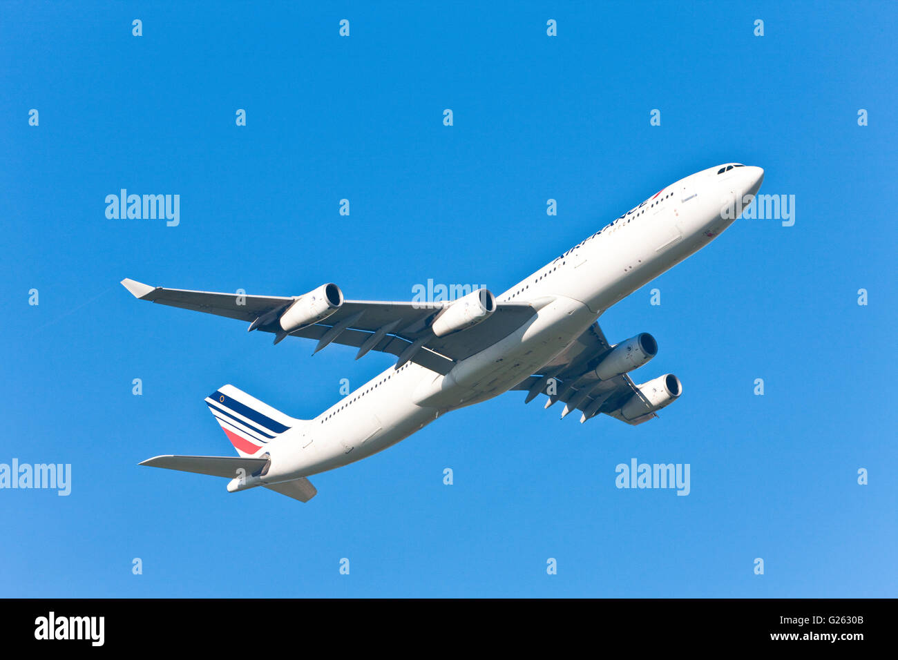 Airbus A340 from Air France taking off Stock Photo