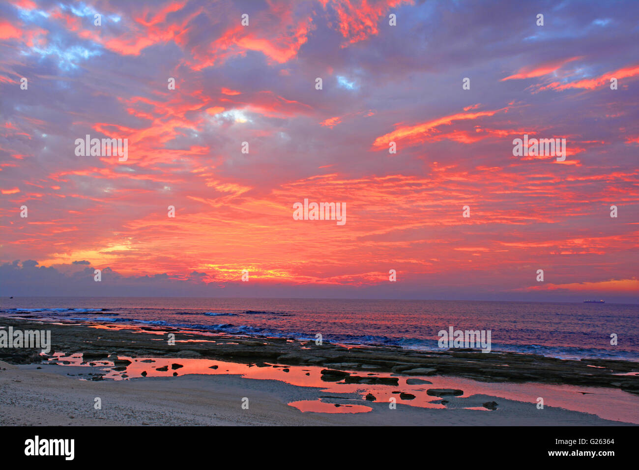 Sunset  over the Mediterranean sea Stock Photo