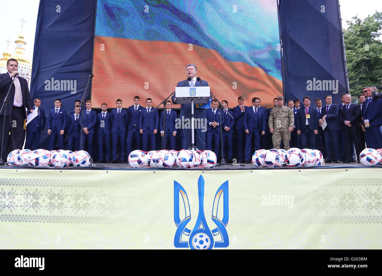 Speech by the President of Ukraine Petro Poroshenko at the Ceremony of the Departure of the National Football Team of Ukraine Stock Photo