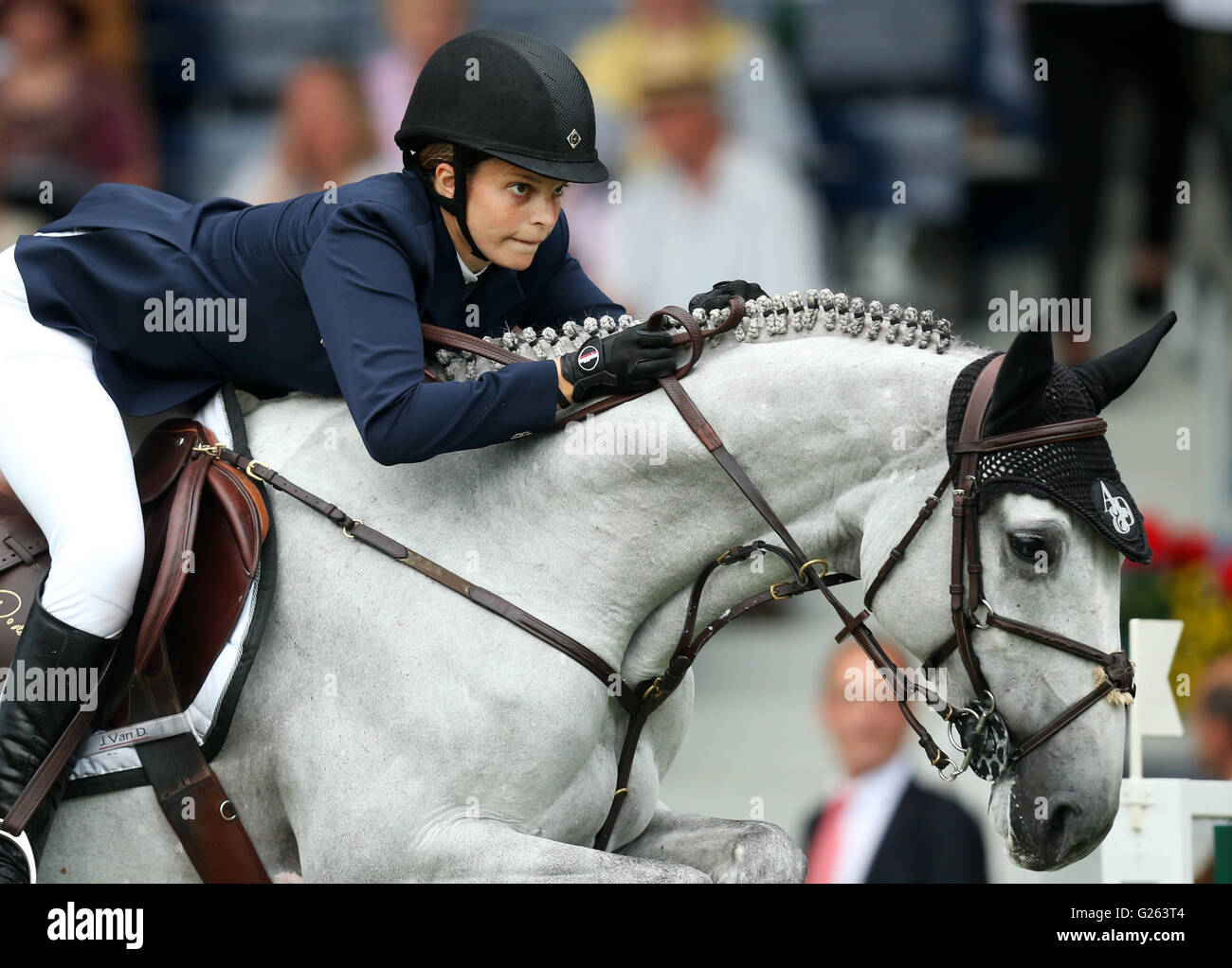 Aachen, Germany. 05th July, 2012. Greek show jumper Athina Onassis de Miranda competes on her horse Uceline at the CHIO in Aachen, Germany, 05 July 2012. Photo: ROLF VENNENBERND | usage worldwide/dpa/Alamy Live News Stock Photo