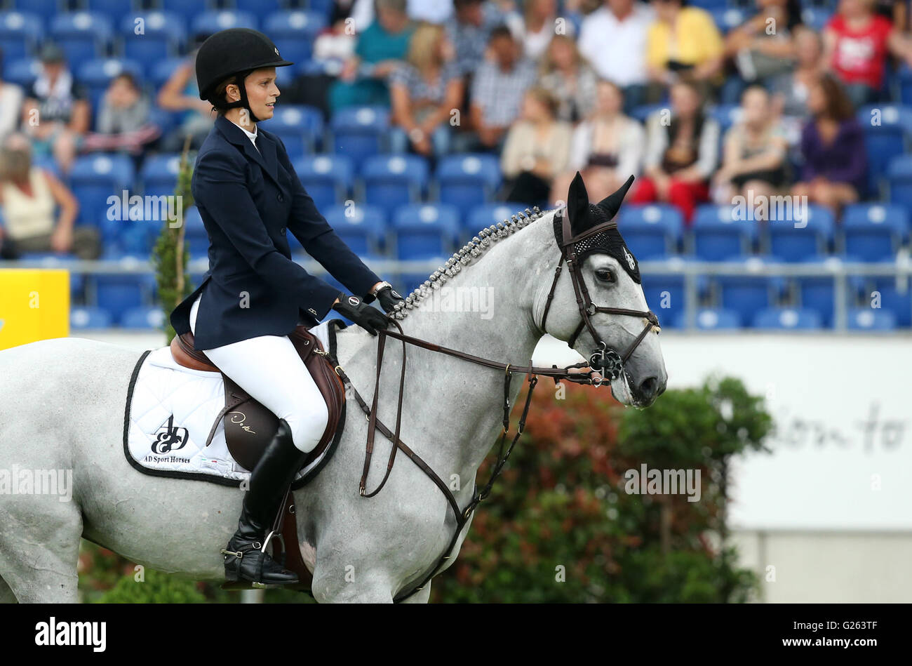 Aachen, Germany. 05th July, 2012. Greek show jumper Athina Onassis de Miranda waits for the start on her horse Uceline at the CHIO in Aachen, Germany, 05 July 2012. Photo: ROLF VENNENBERND | usage worldwide/dpa/Alamy Live News Stock Photo