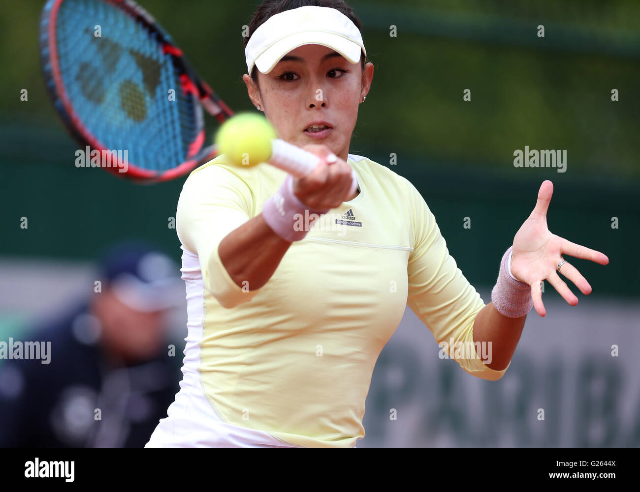 Paris. 24th May, 2016. Wang Qiang of China competes during the women's singles first round match against Tessah Andrianjafitrimo of France at 2016 French Open tennis tournament at Roland Garros in Paris, France on May 24, 2016. Credit:  Han Yan/Xinhua/Alamy Live News Stock Photo