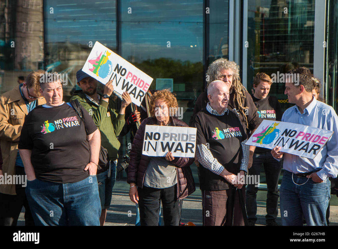 London, UK. 24th May, 2016. No Pride in War protest outside City Hall, London Credit:  Zefrog/Alamy Live News Stock Photo