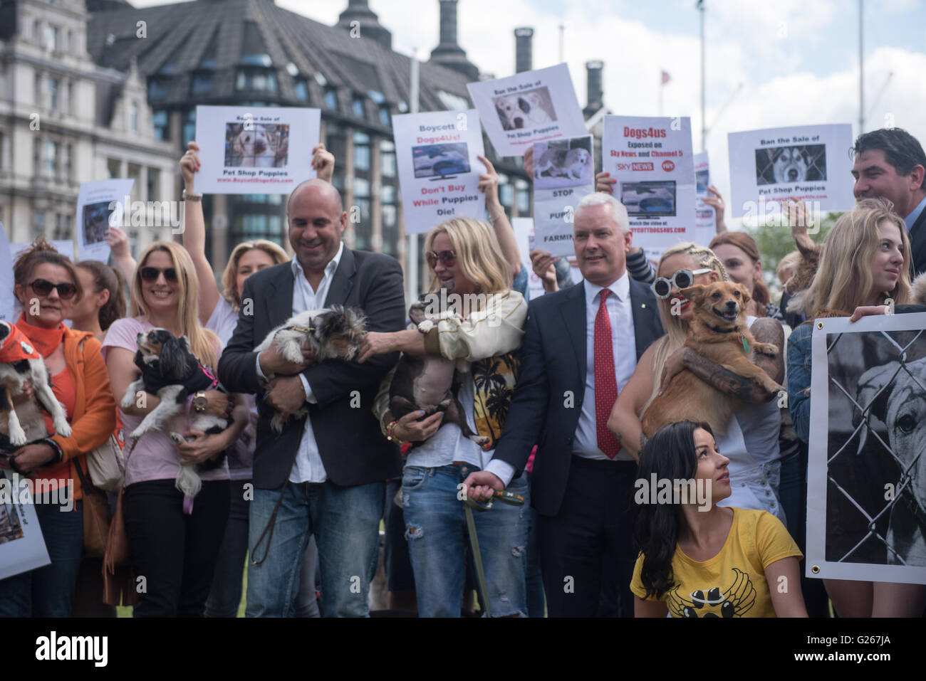 London UK, 24th May 2016,   Puppy farming protest outside Parliament Credit:  Ian Davidson/Alamy Live News Stock Photo