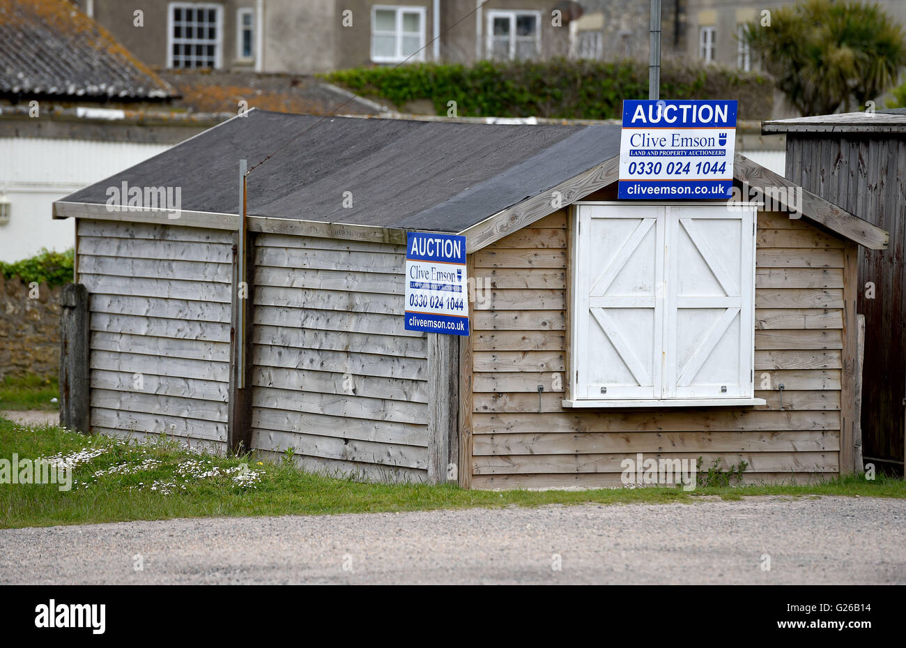 West Bay, near Bridport, UK. 25th May, 2016. The hut at West Bay, near