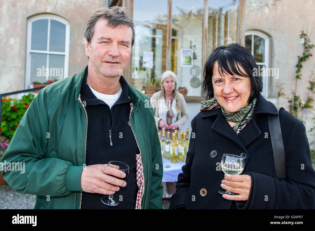 Schull, Ireland. 25th May, 2016.  Former 'The Bill' and 'EastEnders' actor, Tony O'Callaghan and Film Maker, Iris Wakulenko attended the launch party for the 8th Schull Fastnet Film Festival, held at  Grove House, Schull, Ireland on Wednesday 25th May. Credit: Andy Gibson/Alamy Live News. Stock Photo