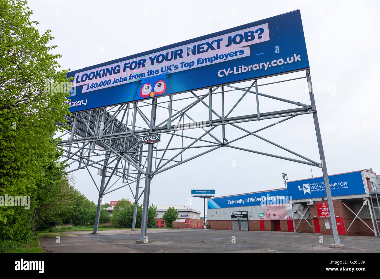 High level electronic advertising billboard, Bescot, Walsall, West Midlands, England, UK Stock Photo