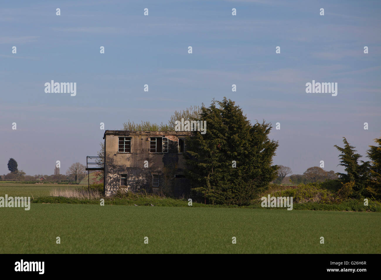 RAF Ludham airfield control tower or watch office, a Fighter Satellite Station from 1941-1945. Stock Photo