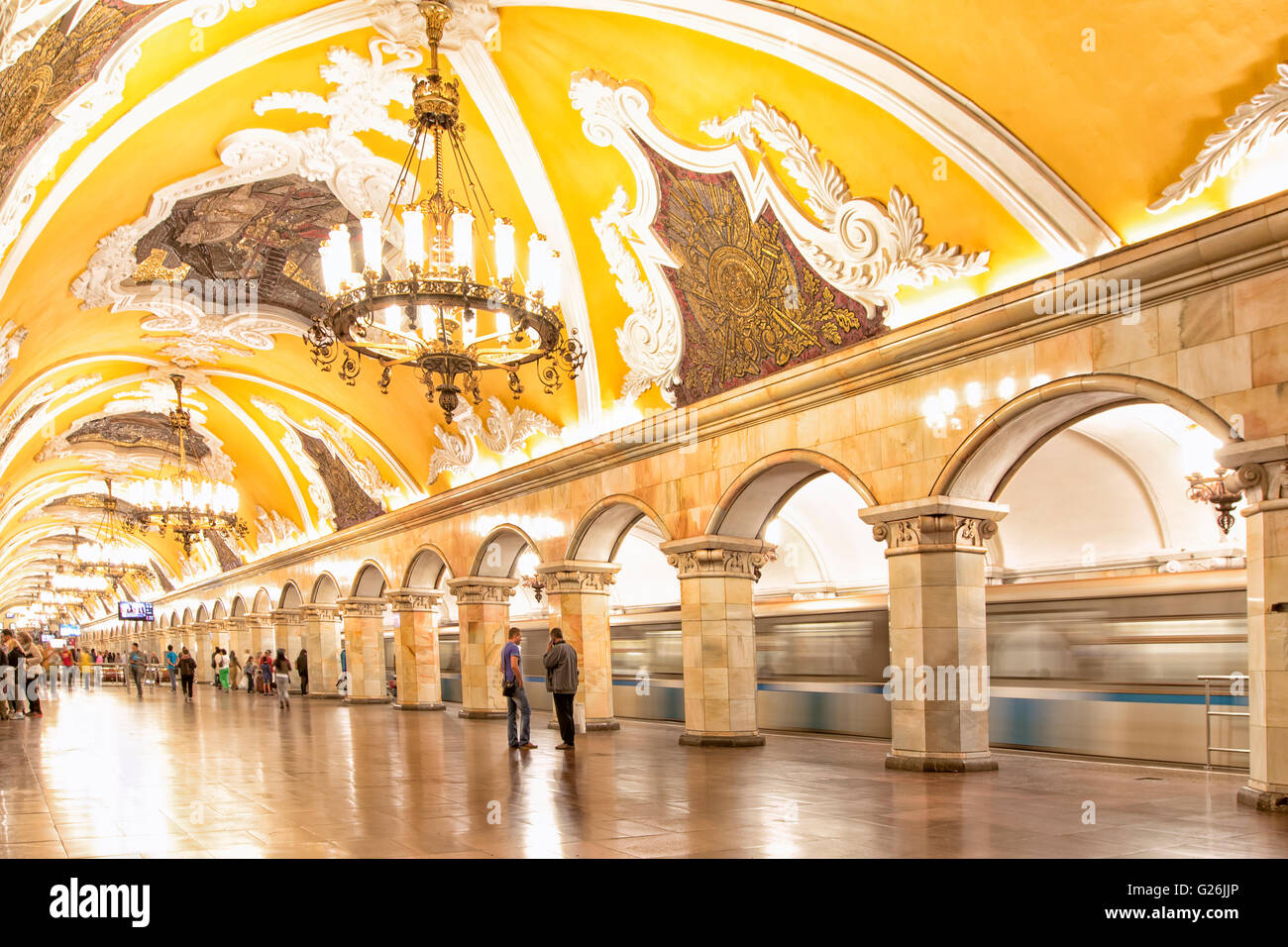 Komsomolskaya subway station in Moscow Stock Photo