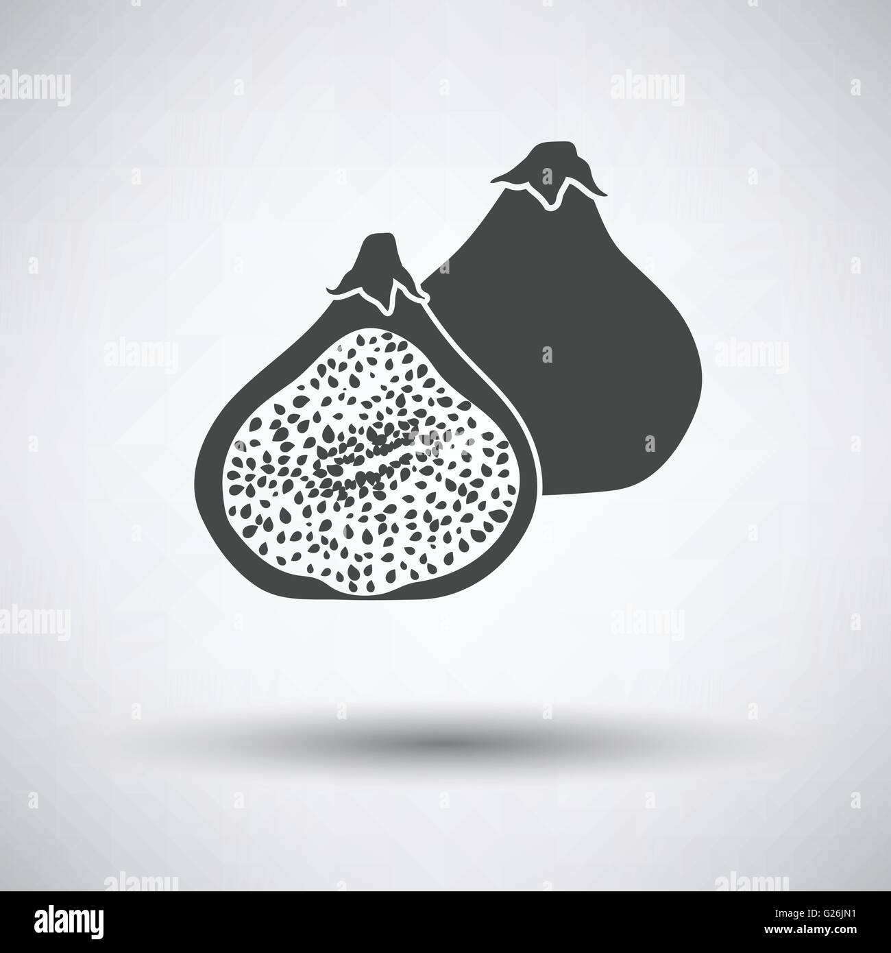 Fig fruit icon on gray background with round shadow. Vector illustration. Stock Vector