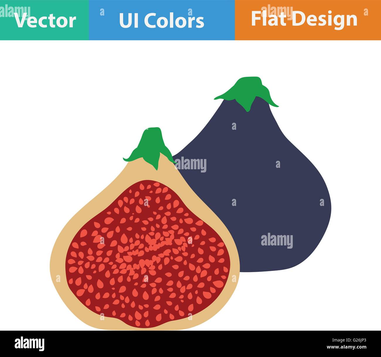 Flat design icon of Fig fruit in ui colors. Vector illustration. Stock Vector