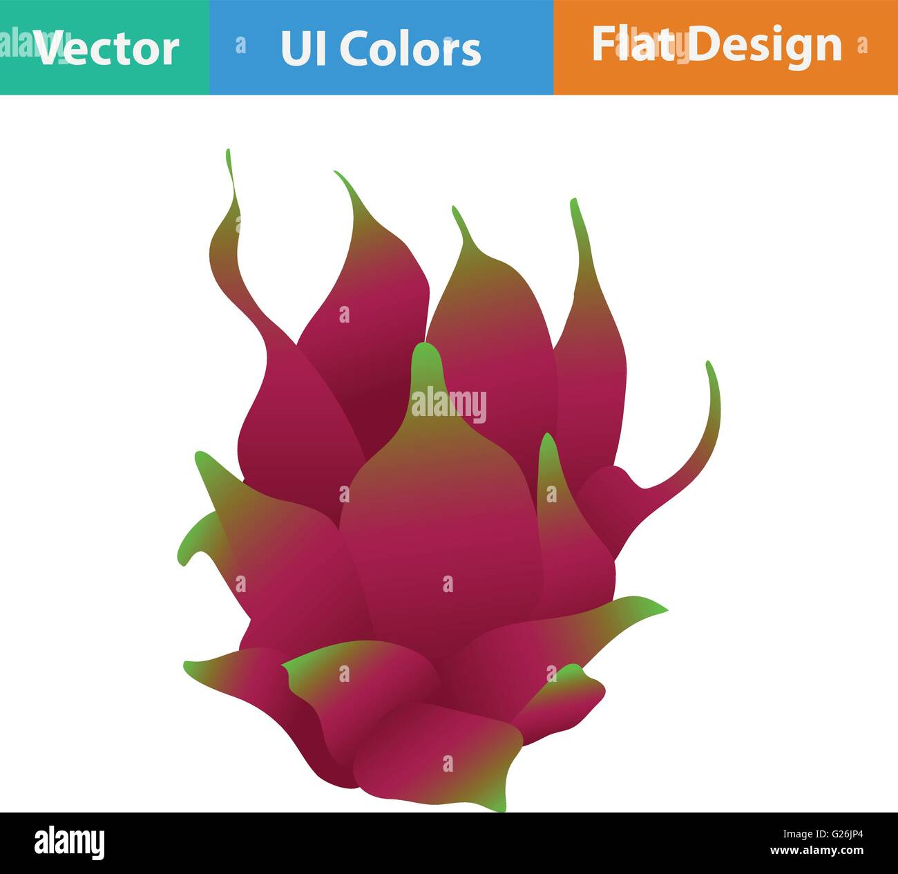 Flat design icon of Dragon fruit in ui colors. Vector illustration ...