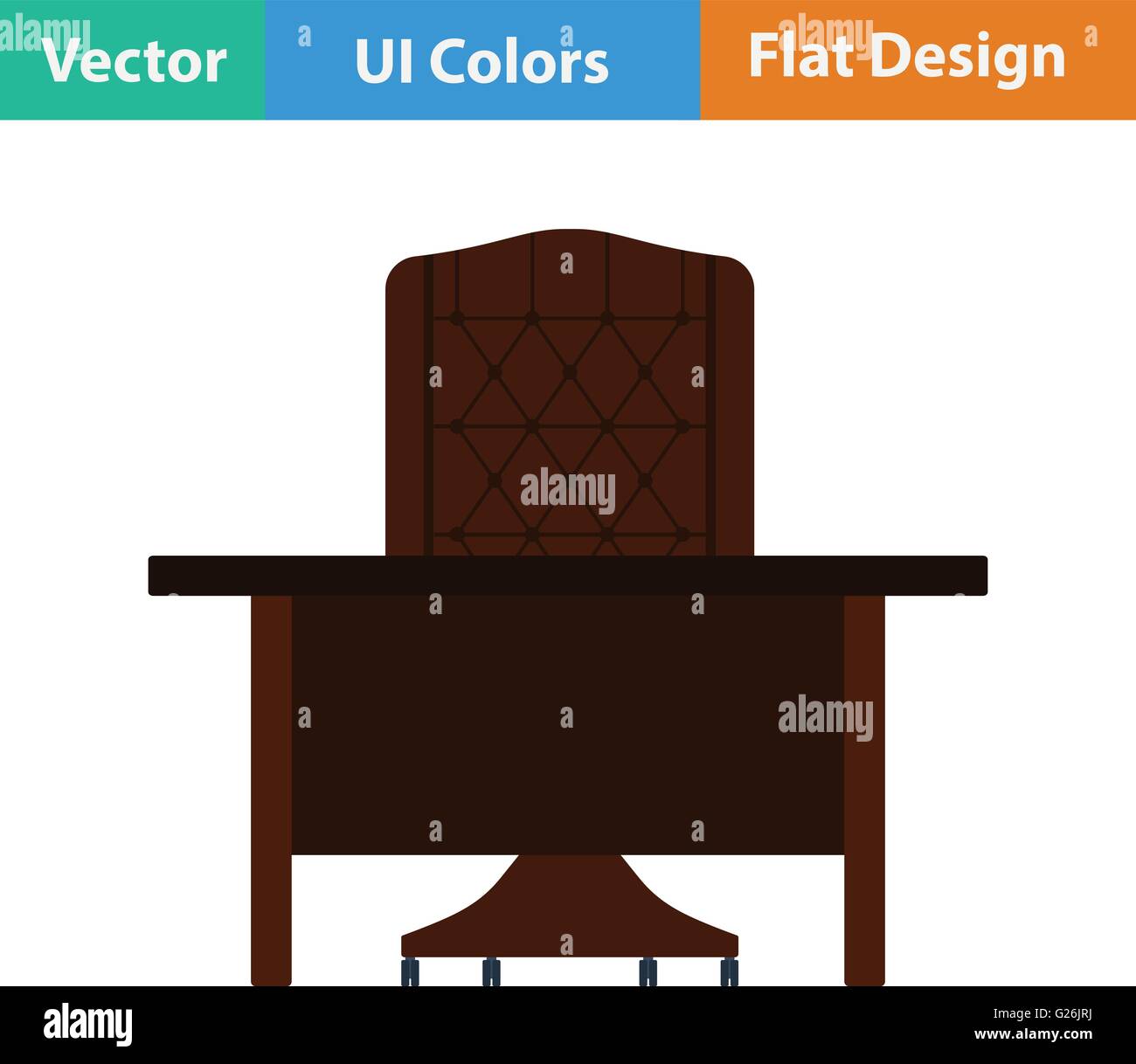 Flat design icon of Table and armchair in ui colors. Vector ...