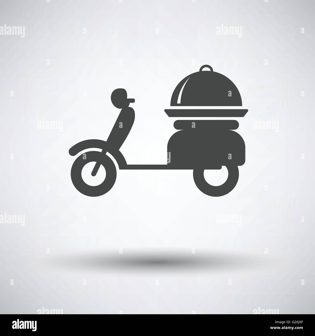 Delivering motorcycle icon on gray background with round shadow. Vector ...