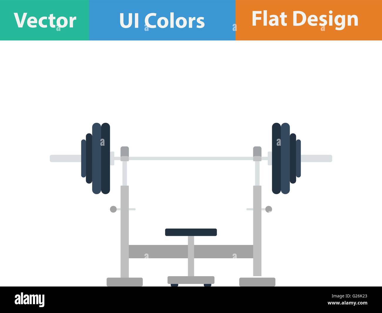 Flat design icon of Bench with barbell in ui colors. Vector ...
