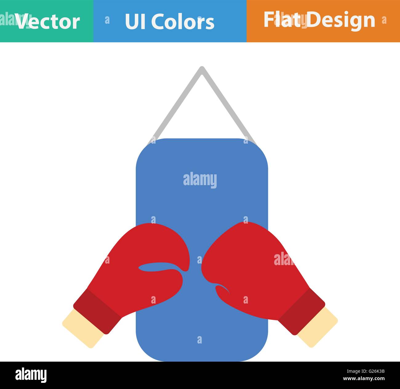 Flat design icon of Boxing pear and gloves in ui colors. Vector ...