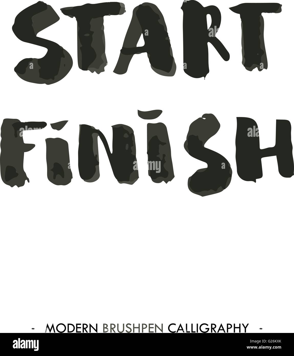 Start and Finish words painted with brush in modern calligraphy style