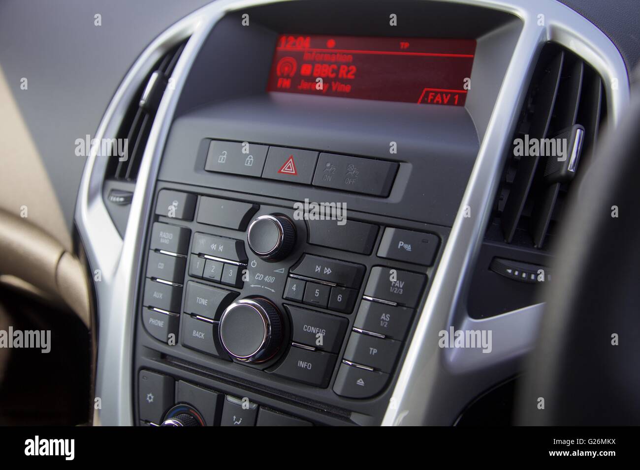 Dials and buttons on a Vauxhall Astra car Stock Photo