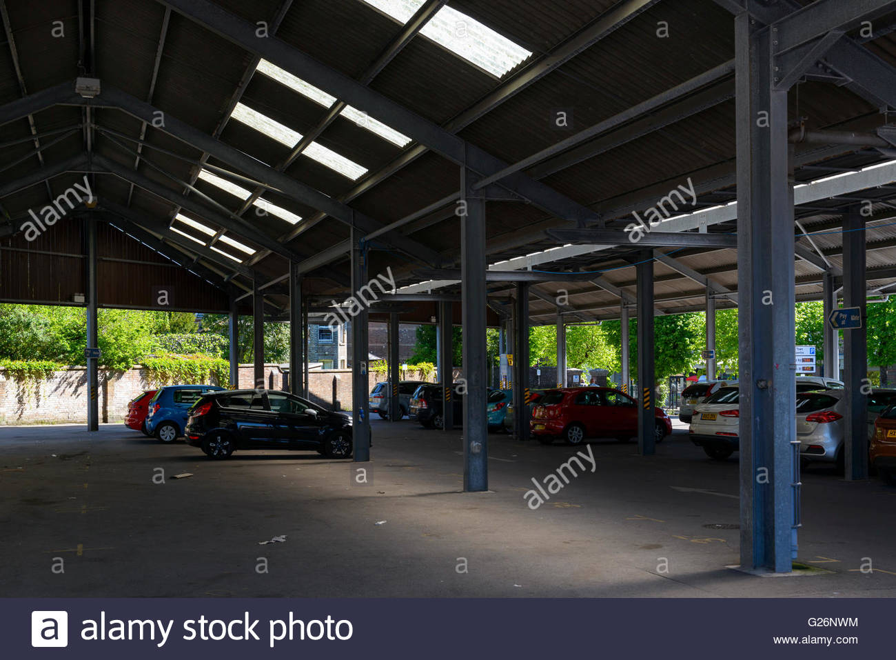 Old market car park, Dorchester, Dorset, England, UK Stock Photo