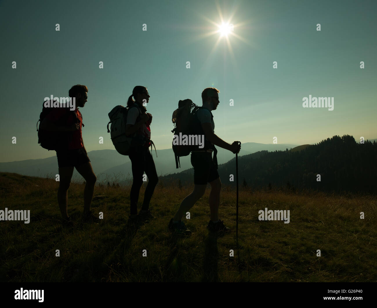 Hiking group hill map hi-res stock photography and images - Alamy