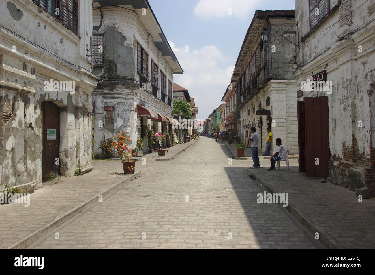 Vigan, Crisologo Street, Luzon, Philippines Stock Photo