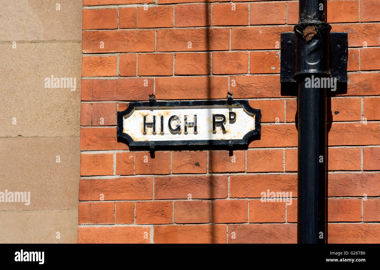 High Road sign, Beeston, Nottinghamshire, England, UK Stock Photo