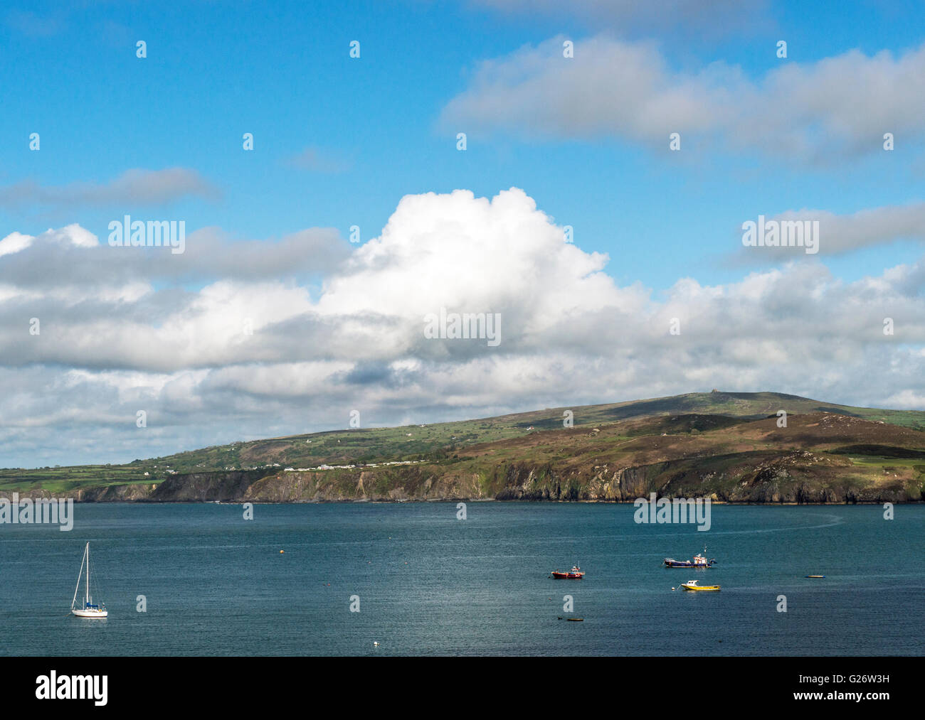 Fishguard Bay in Pembrokeshire on the coast of West Wales, with the