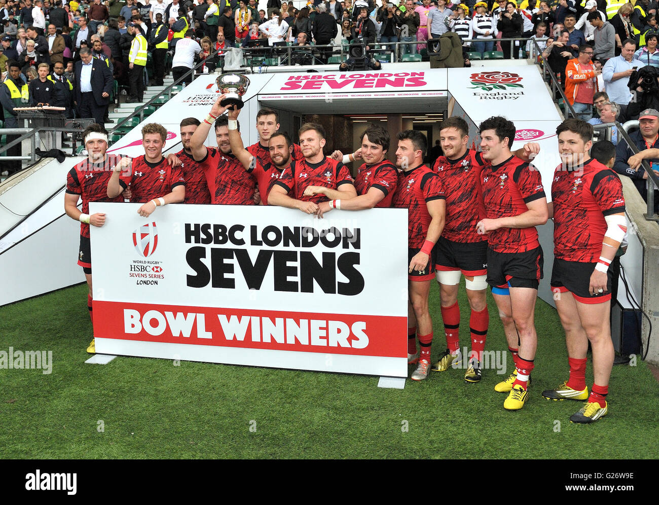 HSBC World Sevens,Twickenham, London 22nd May 2016, Wales Bowl Winners beating Australia 24-19 Stock Photo