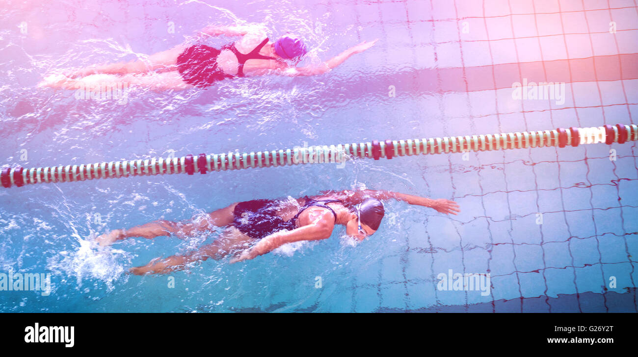 Female swimmers racing in the swimming pool Stock Photo - Alamy