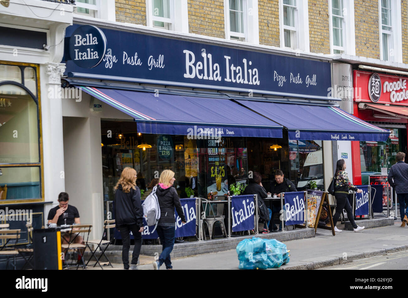 The Bella Italia restaurant on Queensway in Bayswater, London Stock Photo