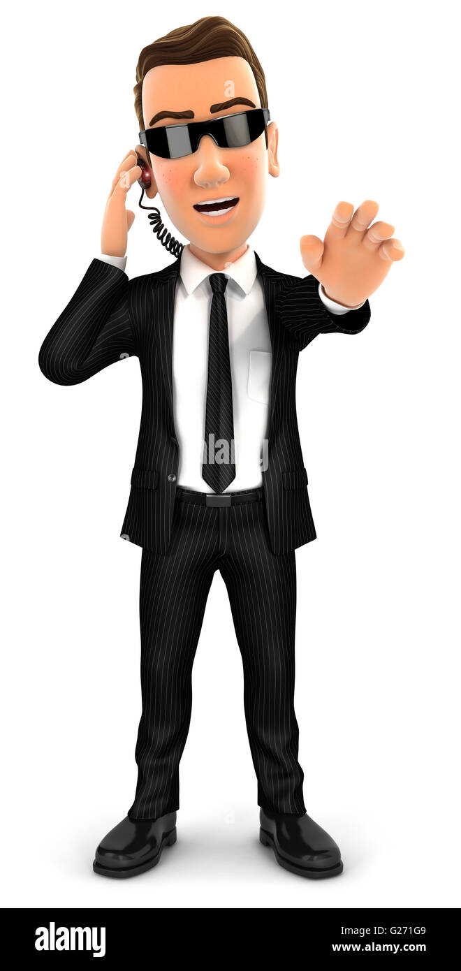 3d security agent stop gesture, isolated white background Stock Photo