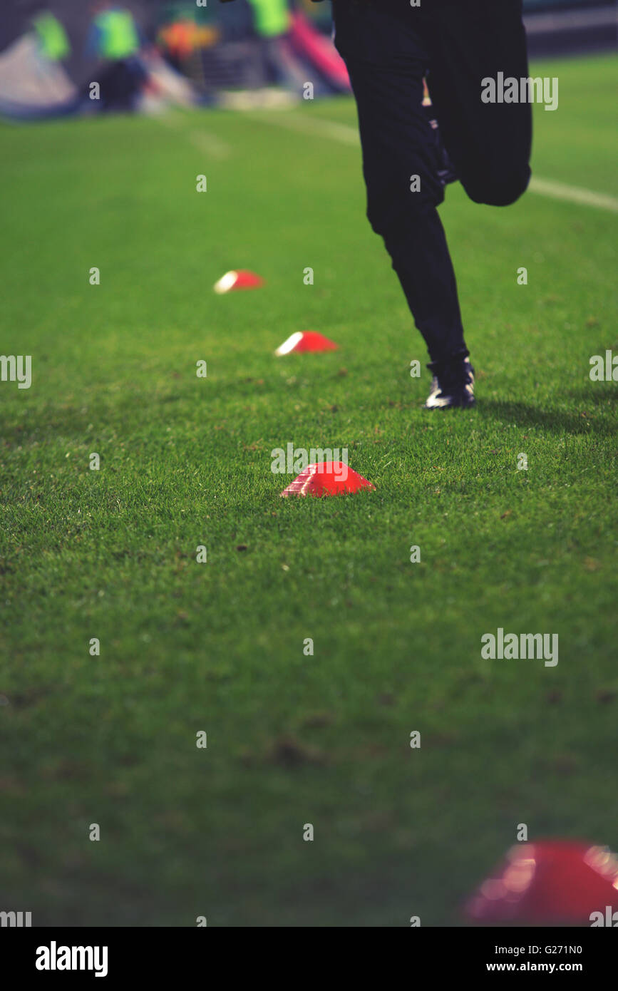 Soccer football field training equipment Stock Photo Alamy