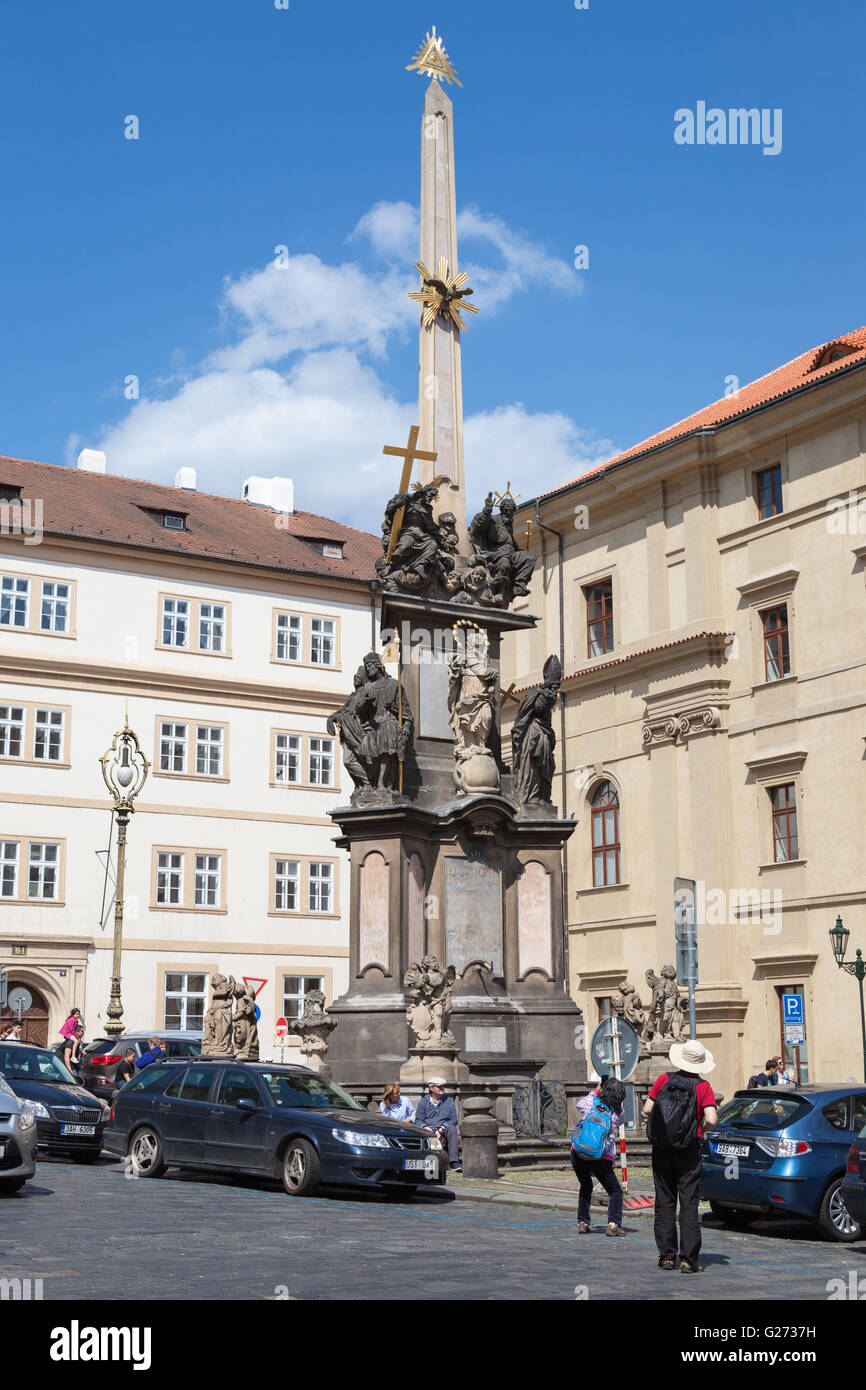 Plague Column of St Trinity, Malostranske Namesti, Mala Strana, Prague Stock Photo