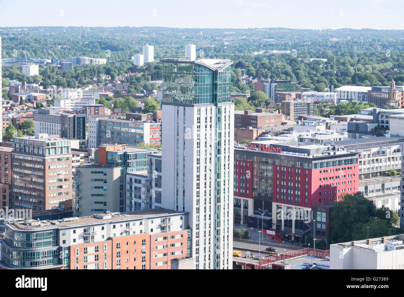 Aerial photograph of Birmingham City Centre, England. The Mailbox shopping centre. Stock Photo