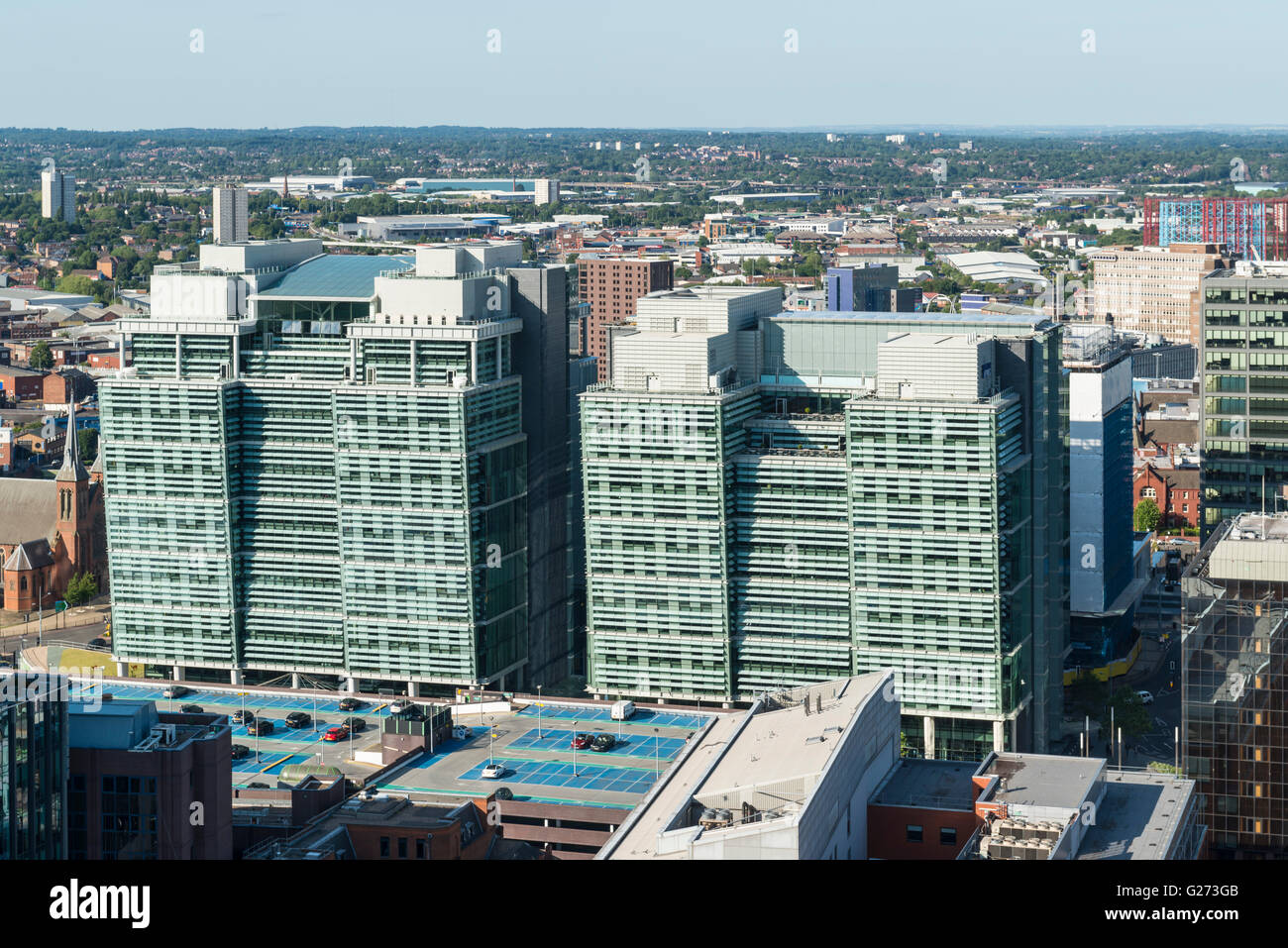 Aerial photograph of Birmingham City Centre, England. Snowhill office buildings Stock Photo