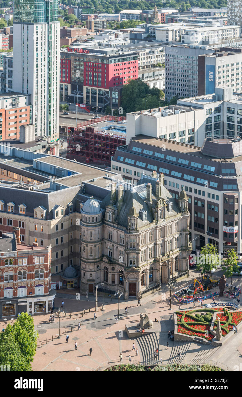 Aerial photograph of Birmingham City Centre, England. Victoria Square Stock Photo