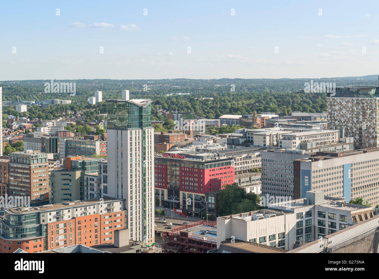 Aerial photograph of Birmingham City Centre, England. Showing The