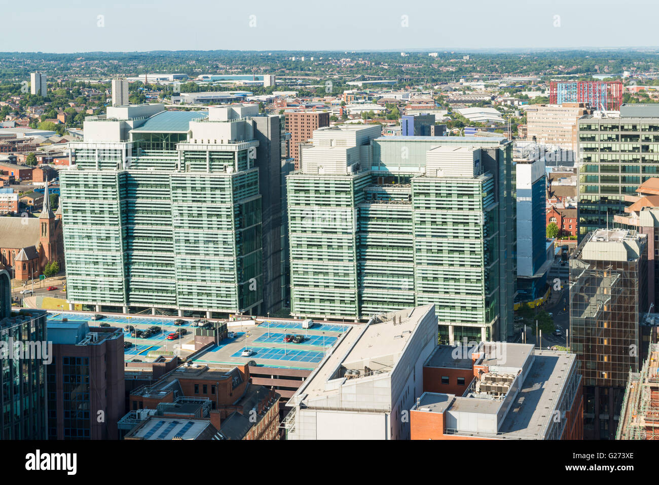 Aerial photograph of Birmingham City Centre, England. Snowhill office buildings Stock Photo