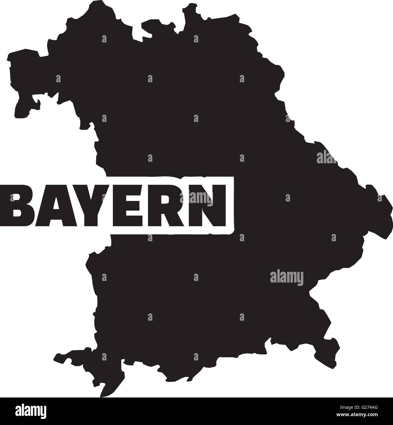 Bavaria map with german title Stock Vector