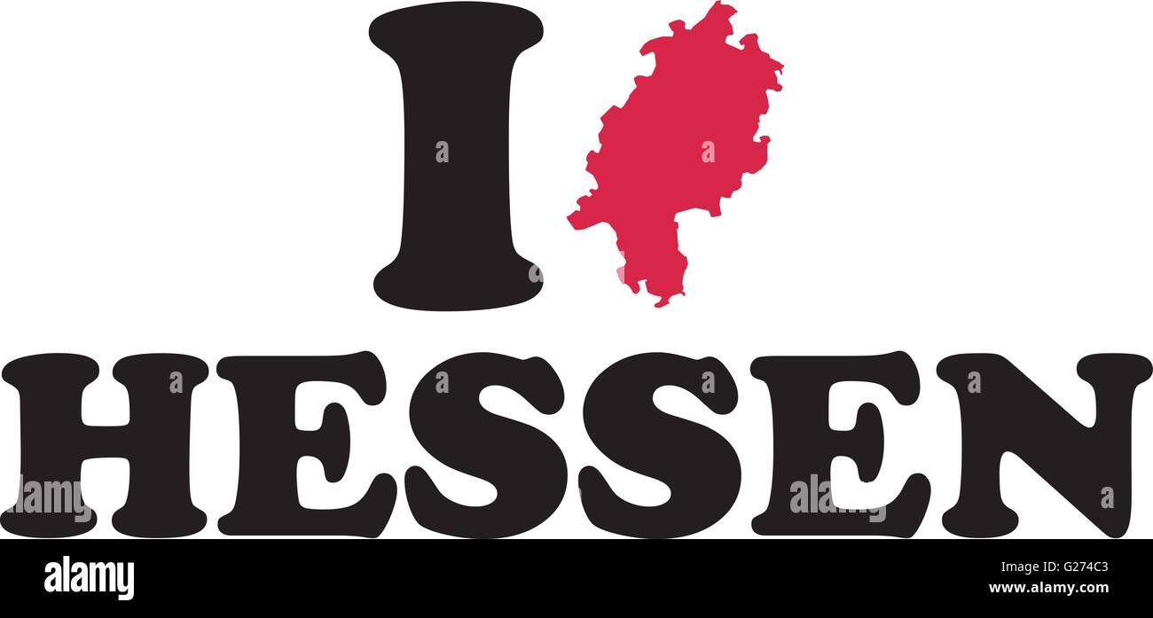 I love hesse german with map Stock Vector