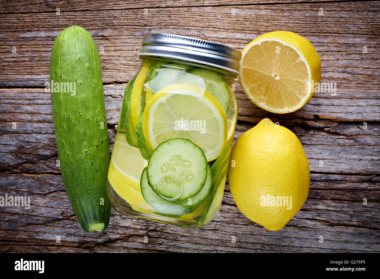 Healthy detox water with fruits Stock Photo