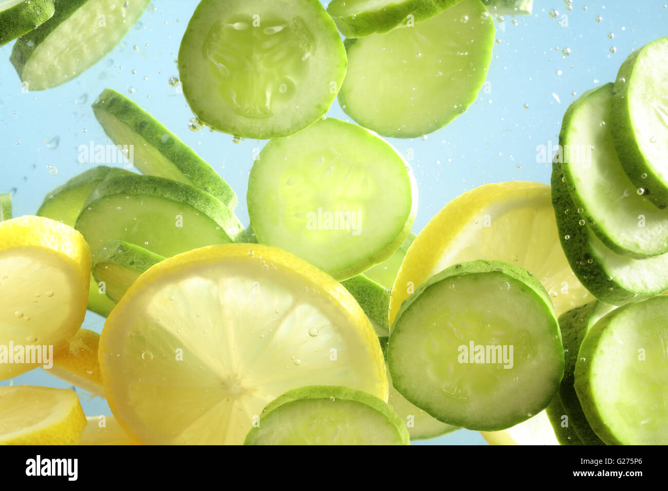 Detox Infused Water with Cucumber and Lime Stock Photo