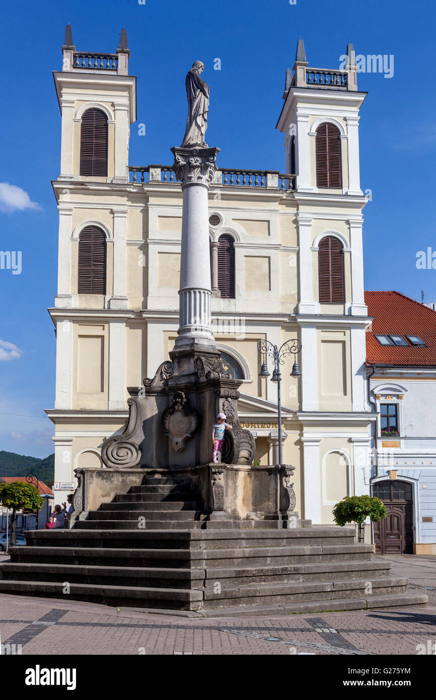 Marian Column Main square in Banska Bystrica, Slovakia, Europe Stock Photo